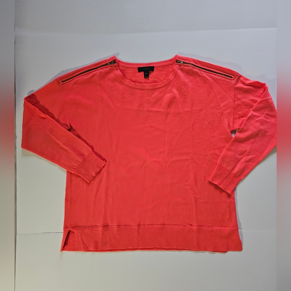J CREW ORANGE COLOR ZIP SHOULDERS WOMEN'S LONG SLEEVE SIZE MEDIUM